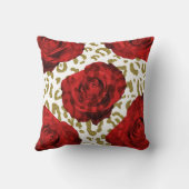 レッドローゼス金ゴールドチータヒョウアニマルプリント クッション (裏面)