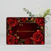 レッドローゼス金ゴールドフレームキンセアニラフォイル招待状 箔招待状 (立ち正面)