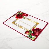 レッドローゼス金ゴールドフレームキンセアニラ 箔招待状 (回転した状態)