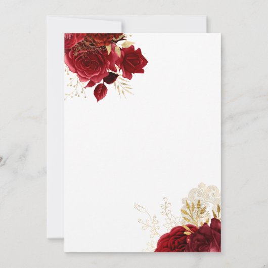 レッドローゼス金ゴールドリーフキンセアニェラパーティー 招待状 (裏面)