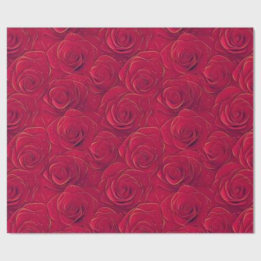 レッドローゼス金ゴールドロマン縁どクスバレンタイン ラッピングペーパー (フラット)