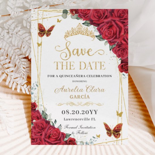 レッドローゼス金ゴールド蝶キンセアニェラスウィート16 セーブザデート