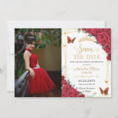 レッドローゼス金ゴールド蝶Sweet sixteen写真 セーブザデート (正面)