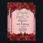 レッドローゼス金ゴールド&ピンクスウィート16 16パーティー 招待状<br><div class="desc">バースデーパーティ招待状</div>