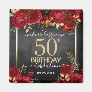 レッドローゼス50誕生日日付を保存 マグネット