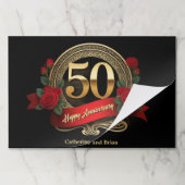レッドローゼス50th結婚周年記念紙ランチョンマット ペーパーパッド (折り畳み)