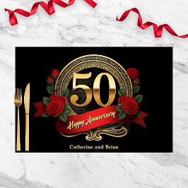 レッドローゼス50th結婚周年記念紙ランチョンマット ペーパーパッド