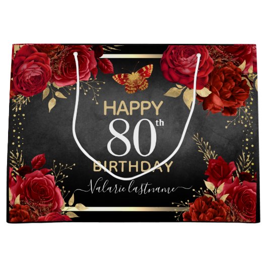 レッドローゼス80th誕生日ラージ抱き枕 ラージペーパーバッグ (正面)