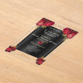 レッドローゼス、金ゴールド、およびブラッククインセアニラ アクリル招待状 (レイダウン)