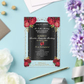 レッドローゼス、金ゴールド、およびブラッククインセアニラ アクリル招待状 (インサイチュ (ウェディング))