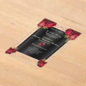 レッドローゼス、金ゴールド、およびブラッククインセアニラ アクリル招待状 (レイダウン)