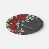 レッドローゼズアンドベビーズブレスオンウッドブライダルシャワー ペーパープレート (アングル)