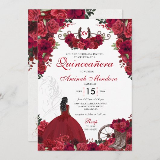 レッドローゼズウェスタンプリンセスチャラキンセアニェラ 招待状 (正面/裏面)