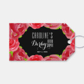 レッドローゼズウォーターカラーダービーブライダルシャワー ギフトタグ (正面(横))
