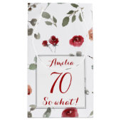 レッドローゼズウォーターカラー70th誕生日フローラ スモールペーパーバッグ (裏面)