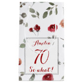 レッドローゼズウォーターカラー70th誕生日フローラ スモールペーパーバッグ (正面)