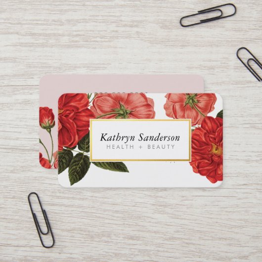 レッドローゼズエコフローラスタイリッシュヴィンテージブーケ 名刺 (正面/裏面インサイチュ)