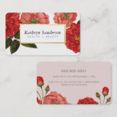 レッドローゼズエコフローラスタイリッシュヴィンテージブーケ 名刺 (正面/裏面)