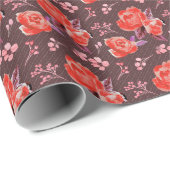 レッドローゼズオンザブラウン紙 ラッピングペーパー (ロールコーナー)