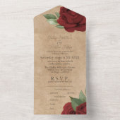 レッドローゼズオンパーチ素朴メント紙結婚ズ オールインワン招待状 (内側)