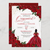 レッドローゼズガウンエレガントアフロラティーナキンセアニェラ 招待状 (正面/裏面)