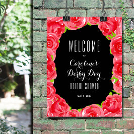 レッドローゼズダービースタイルブライダルシャワー歓迎 ポスター