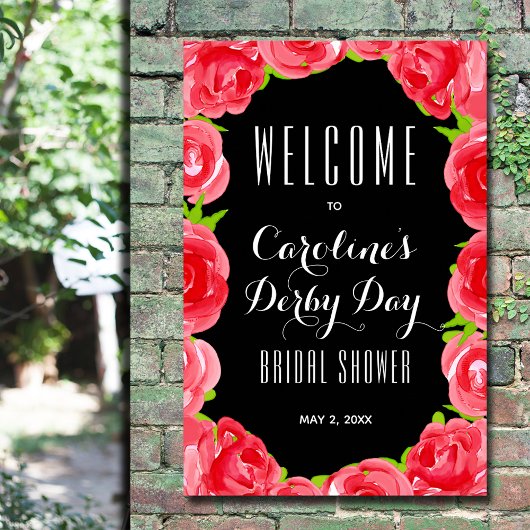 レッドローゼズダービースタイルブライダルシャワー歓迎 ポスター