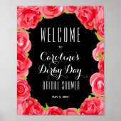 レッドローゼズダービースタイルブライダルシャワー歓迎 ポスター (正面)