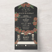 レッドローゼズティルデス私たちパートスカルカップル オールインワン招待状 (内側)