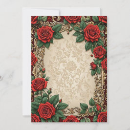 レッドローゼズフローラパーチメントの背結婚景 招待状