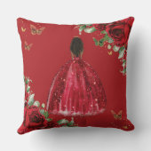 レッドローゼズフローラブラウンプリンセスドレスキンセアニラ クッション (裏面)