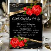 レッドローゼズブラック金ゴールド任意の数誕生日 招待状