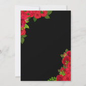 レッドローゼズブラック&金ゴールドエレガントクインセアニラインバート 招待状 (裏面)