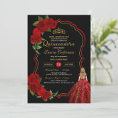 レッドローゼズブラック&金ゴールドドエレガントレスキンセアニェラ 招待状 (スタンド正面)