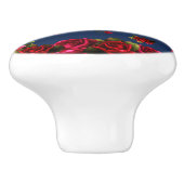 レッドローゼズブルーフローラシャビーシックグラムカントリー セラミックノブ (側面)