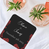 レッドローゼズホワイトブラック スクエアペーパーコースター