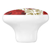 レッドローゼズホワイト金ゴールドチータヒョウアニマルプリント セラミックノブ (側面)