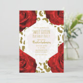 レッドローゼズホワイト金ゴールドチータヒョウ甘い16インヴィ 招待状 (スタンド正面)