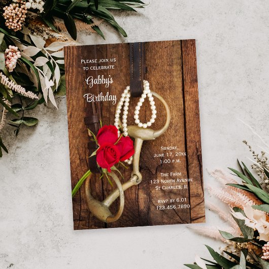 レッドローゼズホースビットカントリーウェスタンバースデーパーティー 招待状