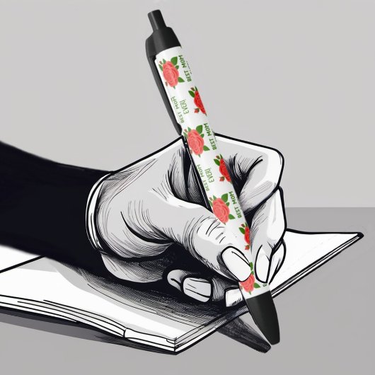 レッドローゼズマザーズデイペン 黒ボールペン