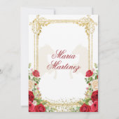 レッドローゼズメキシカンガールキンセアニェラお祝い 招待状 (裏面)