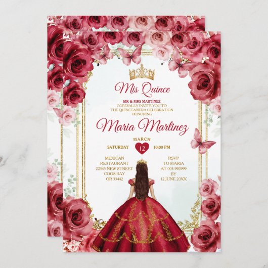 レッドローゼズメキシコプリンセスキニャネラフローラ 招待状 (正面/裏面)