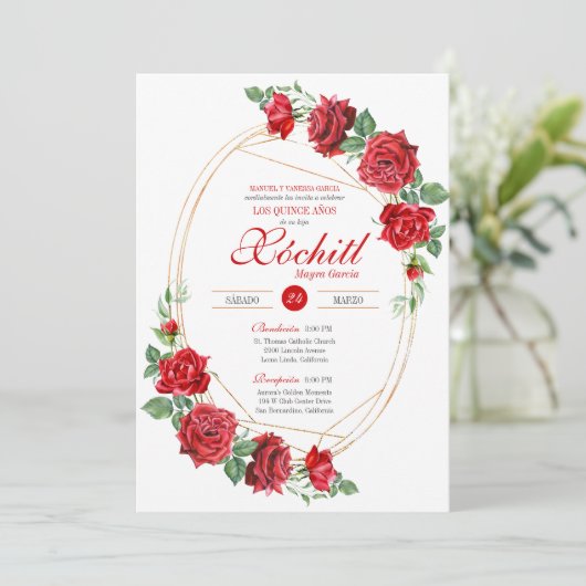 レッドローゼズラグジュアリーエレガントキンセアニェラ 招待状 (スタンド正面)