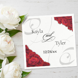 レッドローゼズ結婚ナプキン スタンダードカクテルナプキン