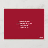 レッドローゼズ花模様リーフスクリプトウェディングRSVP ポストカード (裏面)