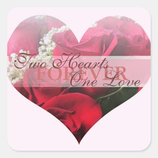 レッドローゼズ2ハートワンラブハートシール スクエアシール (正面)