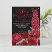 レッドローゼズ&ガウンブラック60thバースデーパーティー 招待状 (スタンド正面)