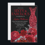 レッドローゼズ&ガウンブラック60thバースデーパーティー 招待状<br><div class="desc">Red Roses & Gown Black 60th Birthday Party Invitation See matching collection in Niche and Nest Store 感謝してい Many</div>