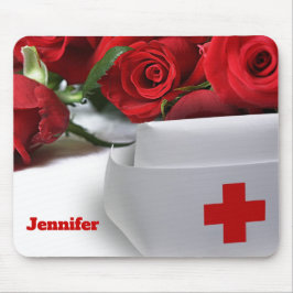 レッドローゼズ&ナースキャップ名前をカスタムするギフト マウスパッド