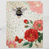 レッドローゼズ&ビーヴィンテージスクラップブック紙 (正面/裏面)